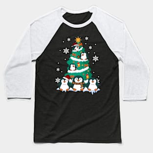 Christmas Tree Penguins Baseball T-Shirt